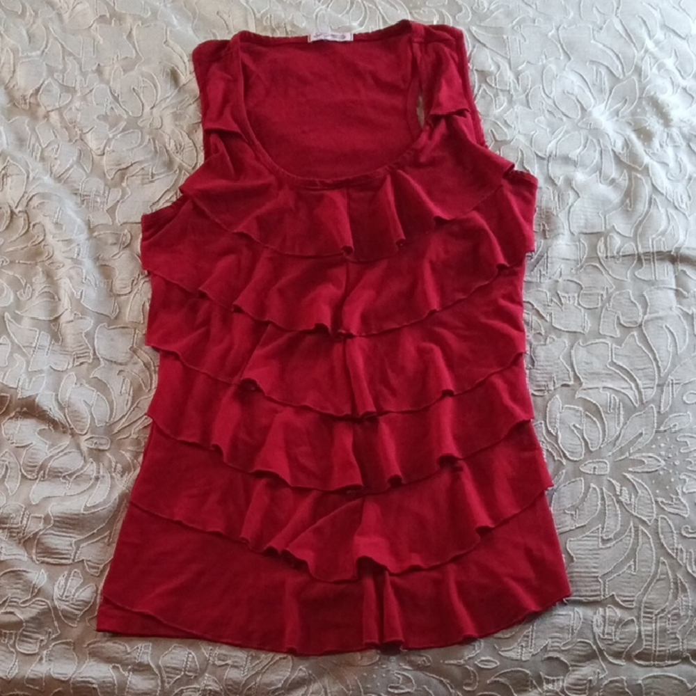 Elegant Red Layered Tank Top
